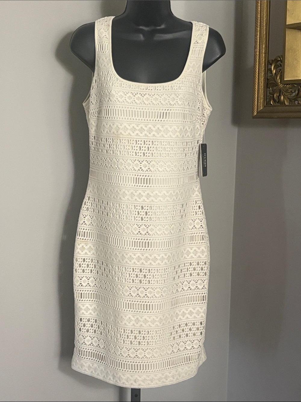 NEW Guess Size 6 Jordina Ivy Ivory Crochet Sheath Dress NWT